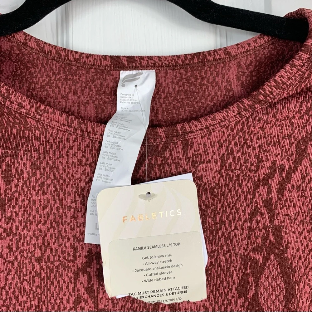 Fabletics Kamila Seamless Long Sleeve Top Size Large